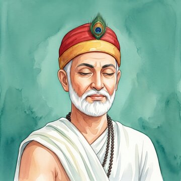 Watercolor illustration of Sant Kabir Das Jayanti.