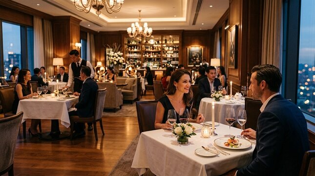 Elegant Fine Dining Restaurant Interior with Premium Table Setting