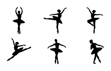 Ballet Dancer Silhouettes, Elegant Poses Collection, Graceful Female Performers, Vector Art Set © Faisal