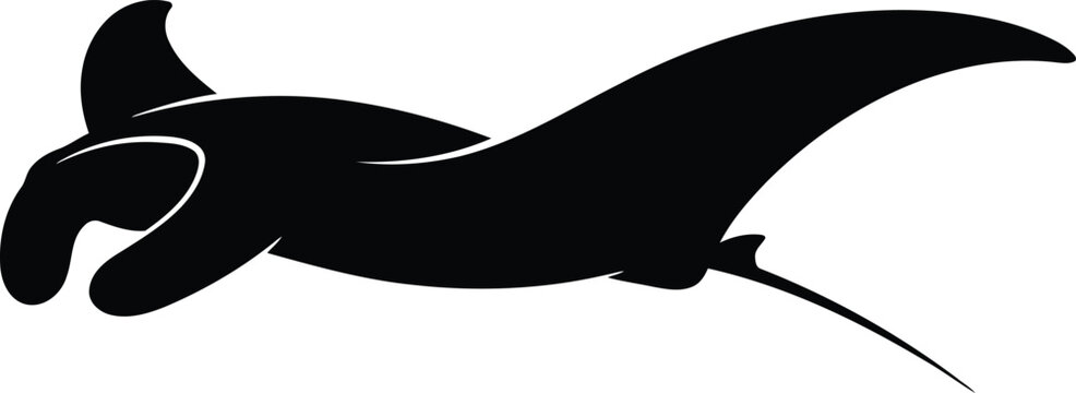 Black silhouette of a devilish creature with bat wings standing