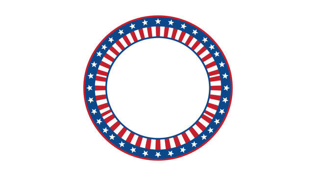 Celebrate America's 250th Anniversary Patriotic circle border, American flag design, red white blue starry pattern, vector graphic element isolated on White Background vector eps