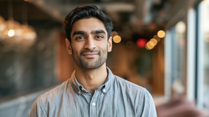 Fototapeta premium Neurodiversity Workplace Young Pakistani Man With Relaxed Posture