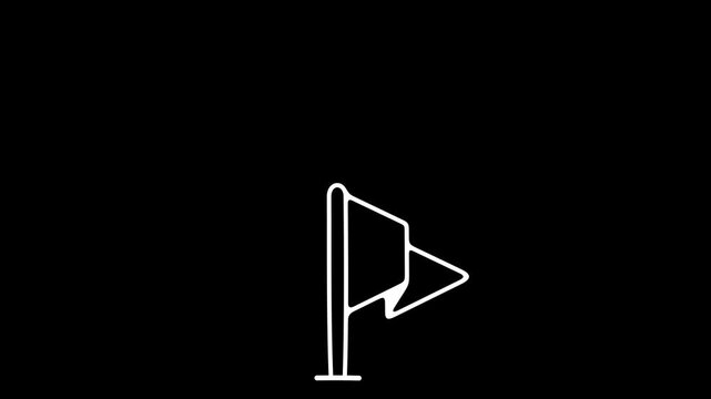 Pushpin, flag pin, thumbtack for office board, graphic animation. Alpha channel. Transparent background motion design. 4K resolution