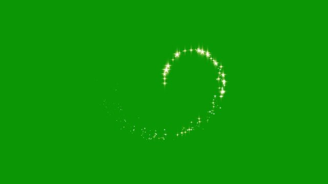 Glittering white star sparkle trail with magic dust particles, twinkling shimmer line, magic line dust pixie dust path and glittering star line effect, twinkle magic dust on green screen loop. 4k
