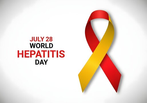 World hepatitis day awareness ribbon with text july 28th health advocacy campaign