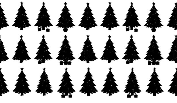 Seamless Christmas Tree Pattern Vector Background with Festive Holiday Decorations