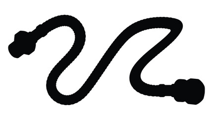 Fototapeta premium Coiled rope with knotted ends black silhouette