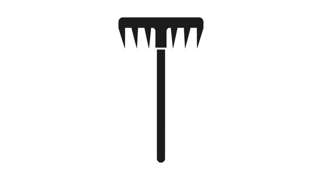 Garden rake depicted as a black silhouette