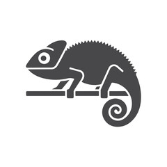 Naklejka premium Chameleon Icon, Minimalist Lizard Silhouette Symbol, Reptile Animal Vector Illustration for Wildlife and Nature Designs.