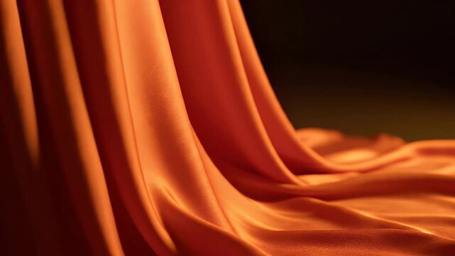 Orange fabric texture background closeup.