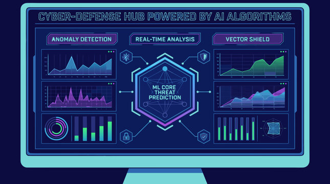 Sophisticated network monitoring dashboard vector showcasing cryptographic algorithms, system integrity logs, and secure database shield status screens.