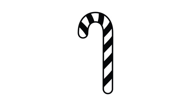 Candy cane silhouette with striped pattern on a white background