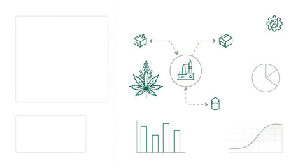 Naklejka premium Infographic representing cannabis cultivation processing and analysis with various charts and icons