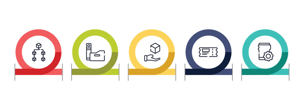 coworking space outline icon set featuring officer, pin code, payment method, files and folders icons.