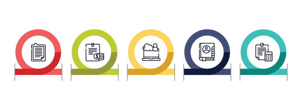business outline icon set featuring explanation, planing, cybercrime, address book icons.