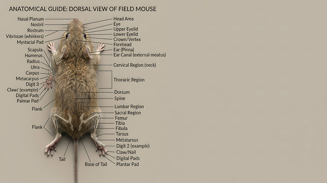 Field Mouse Dorsal Anatomy Diagram With Detailed Labeled Body  