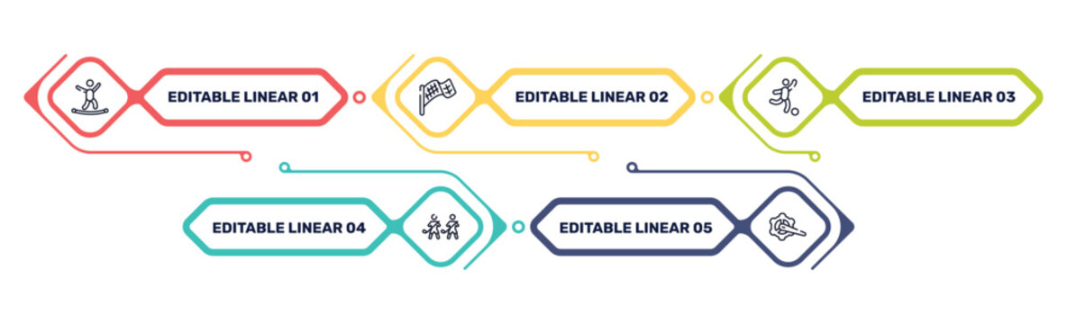 bicycle outline icon set featuring highlining, checkered flag, soccer game, home team icons.