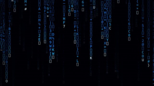Cyber Blue Digital Rain Technology Background Loop with Futuristic Data Stream Effect