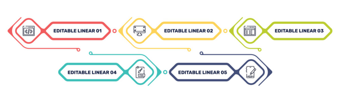 responsive web outline icon set featuring css code, expand corners, web interface, psd file icons.
