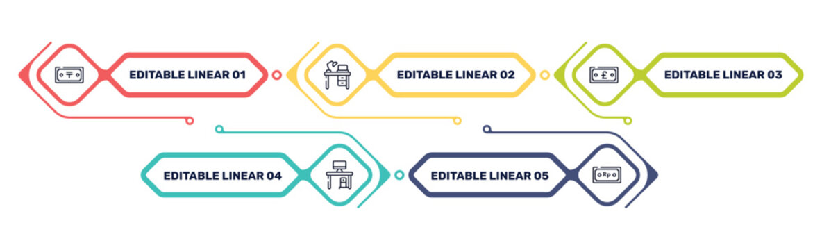 strategy outline icon set featuring jigsaws, computers, card payment, halving icons.
