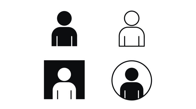User icons display human silhouettes in both solid and outline styles for digital interface design and mobile application navigation.