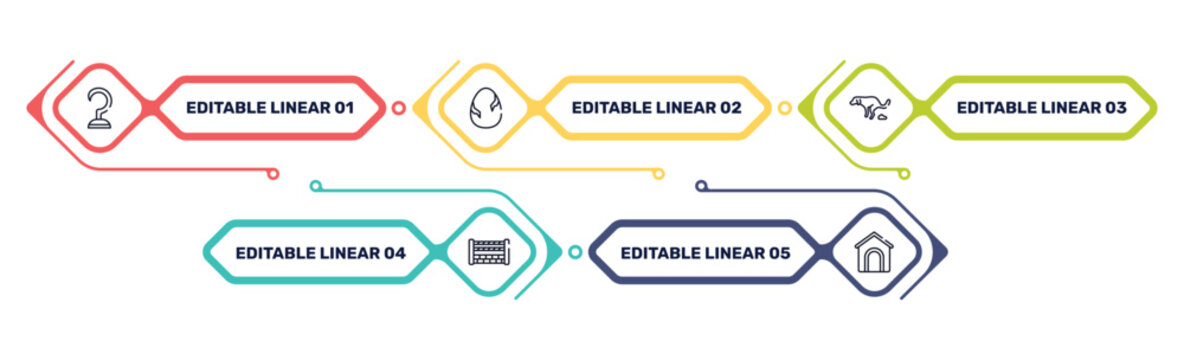 dogs outline icon set featuring hook, egg with a crack, dog shitting, fence for horses jumps icons.