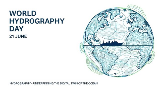 World Hydrography Day globe illustration with ship icon