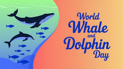 World whale and dolphin day illustration featuring marine animals underwater wildlife conservation environment