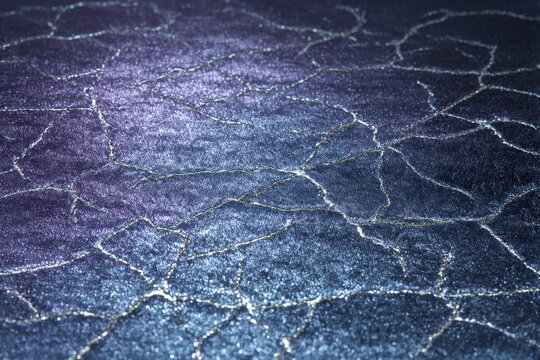Metallic Blue Purple Textured Surface with Vein Cracks Shimmering Resin Lacquer Abstract Background