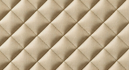 Naklejka premium Beige quilted fabric with diamond pattern and stitched seams