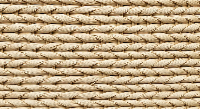 Close-up texture of woven natural reed or seagrass basket fiber
