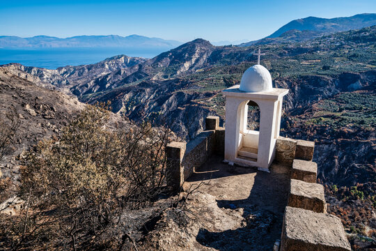 Panagia Katafigiotissa Cliff Chapel Overlooking Corinthia, Greece