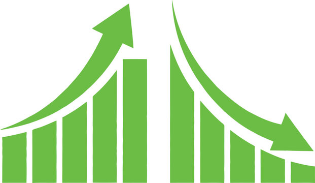 Bar chart growth and decline vector illustration.