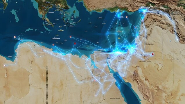Futuristic Digital Connectivity Map of Middle East and North Africa