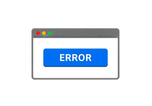 A graphical representation of a computer error message in a browser window isolated on white background