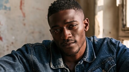 Fototapeta premium Neurodiversity Workplace Young Ghanaian Athletic Man In Soft Light