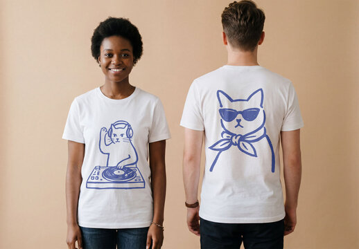 Front and back T-shirt Mockup Template Design
