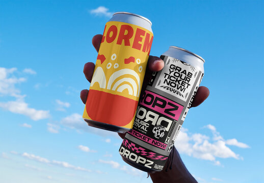 Mockup Template of Cans