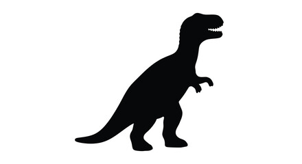 Tyrannosaurus Rex Dinosaur Silhouette Against White Background © MDRAYHAN