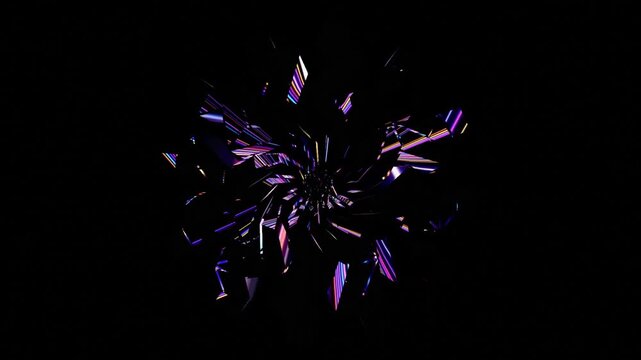 20 seconds seamless looping symmetrical fractal cracking kaleidoscope reverse action dynamic shapes spinning rotating turning dancing  black background animation screensaver visualizer hd video