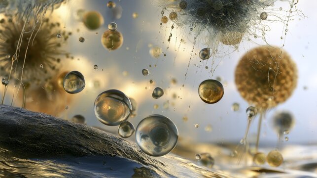 Exploration of microcosm with bubbles and particles in liquid environment during bright lighting