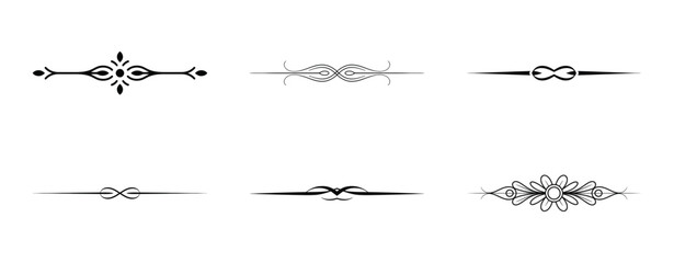 Collection of elegant line dividers abstract and floral motifs vintage design elements for decoration. © TopW59