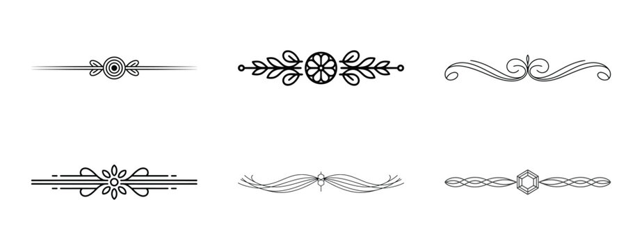 Floral pattern text separators and geometric hexagon ornamental dividers for book design.