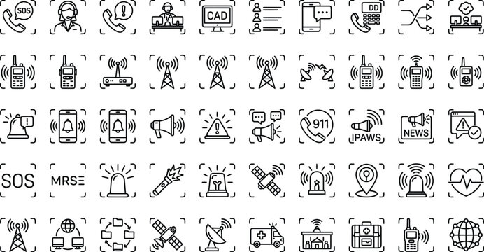 Emergency Communication and Public Alert Systems Icon Set