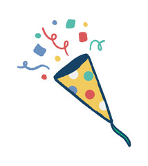 Obraz premium Confetti Popper Burst Celebration Doodle