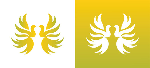 Obraz premium Twin Swan Logo Vector, Elegant Love Birds Icon, Abstract Golden Swan Symbol for Luxury Branding