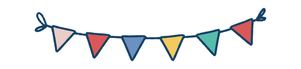 Obraz premium Bunting Garland Hanging Party Doodle