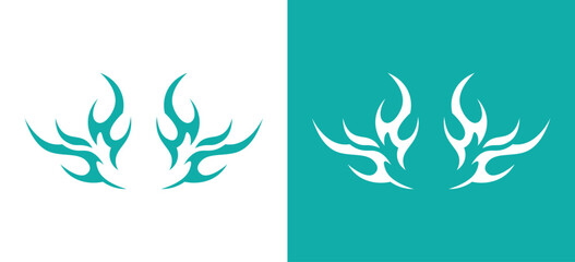 Fototapeta premium Tribal Flame Wings Vector, Abstract Fire Wing Logo, Symmetrical Flame Emblem for Esports, Gaming and Modern Branding
