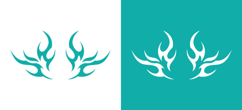 Tribal Flame Wings Vector, Abstract Fire Wing Logo, Symmetrical Flame Emblem for Esports, Gaming and Modern Branding