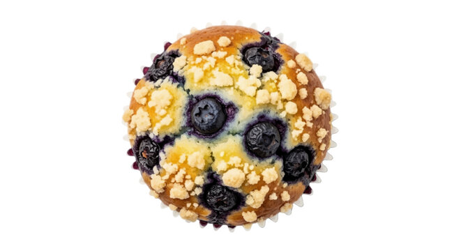 Minimal black silhouette icon, simple flat vector, bold black shape, no, no shading top view of a delicious blueberry muffin with crumble topping on a, flat icon style